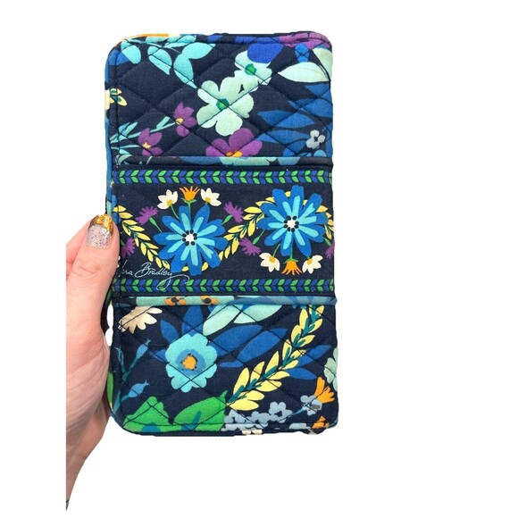 Vera Bradley Wallet Zip Around Quilted Cotton Blue Floral Organizer - Picture 8 of 8